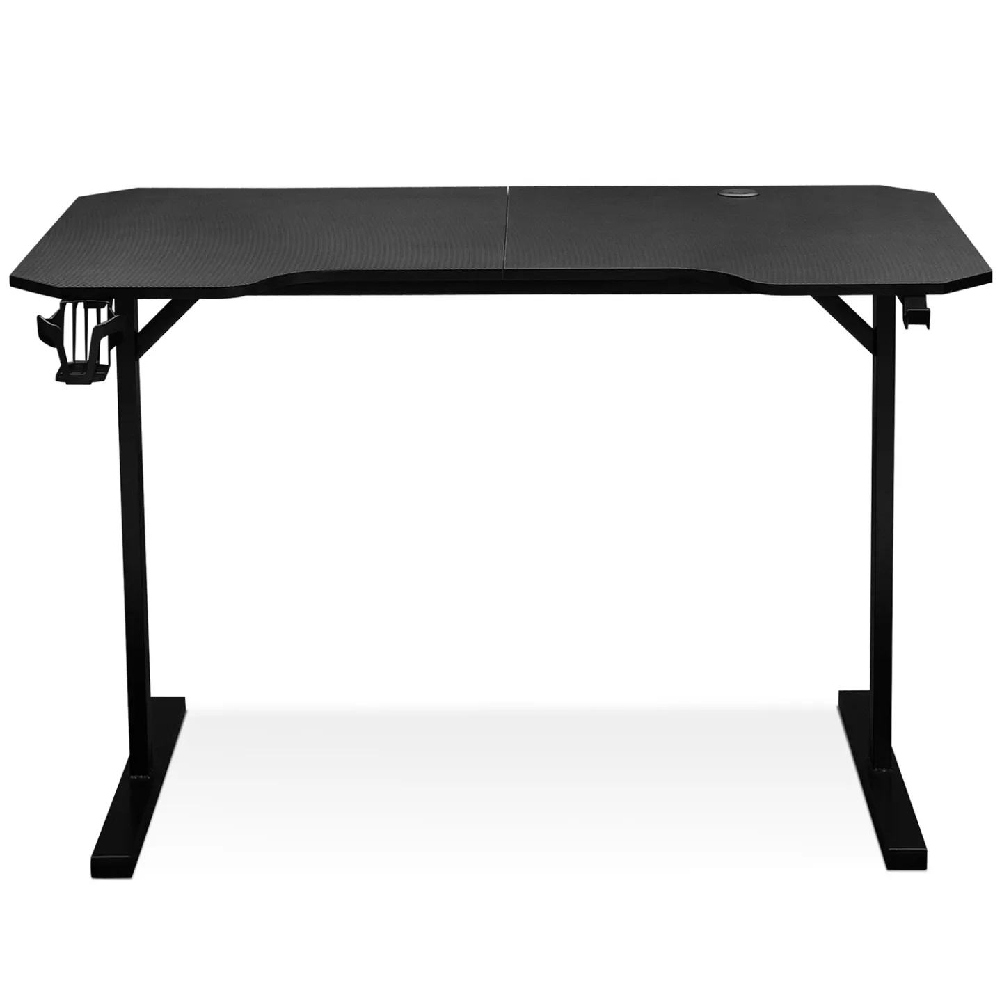 Bureau gaming droit 120 cm noir ALEXIS porte-gobelet et crochet pour casque