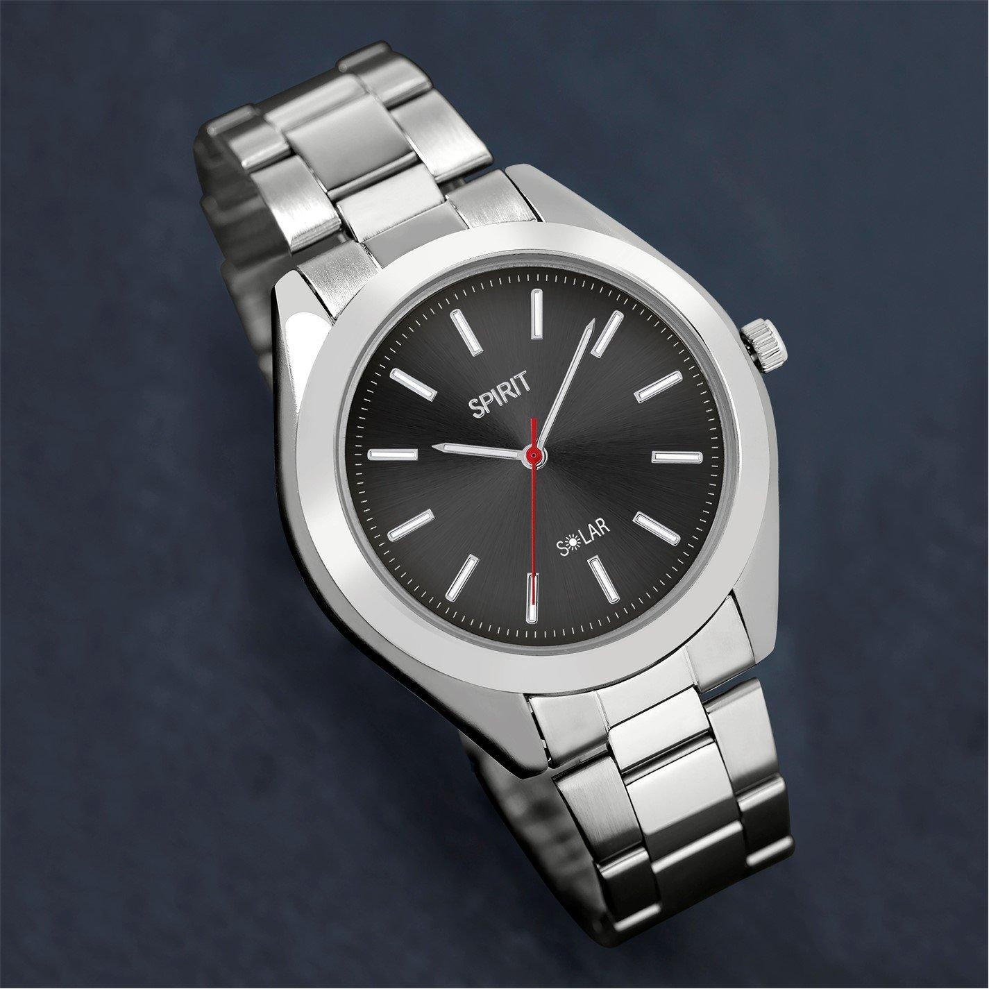 Spirit Gents Silver Bracelet Black Sunray Dial Watch