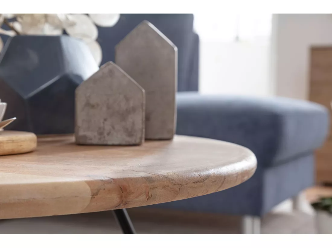 Table basse 60x39,5x60 cm en bois massif / métal acacia