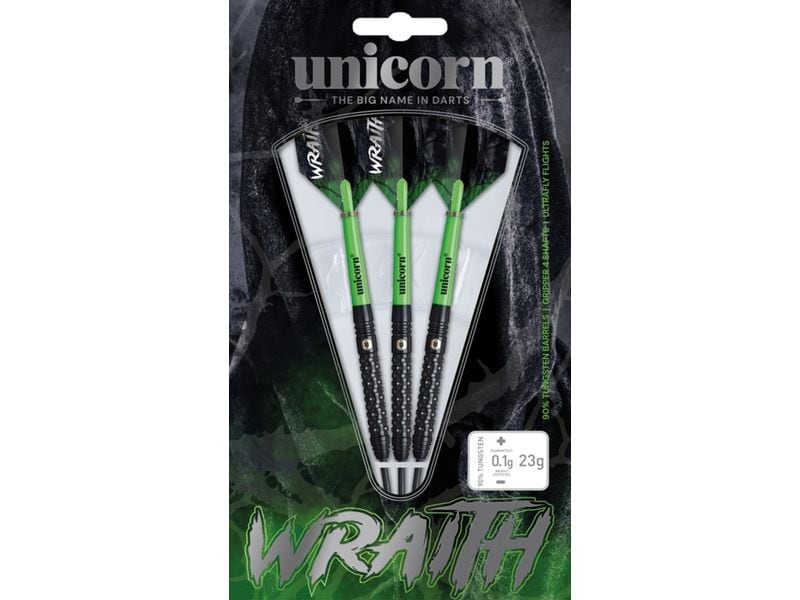 Unicorn Dartpfeile Wraith 23G 3er-Pack, Grün/Schwarz Dartpfeile mit Stahlspitzen