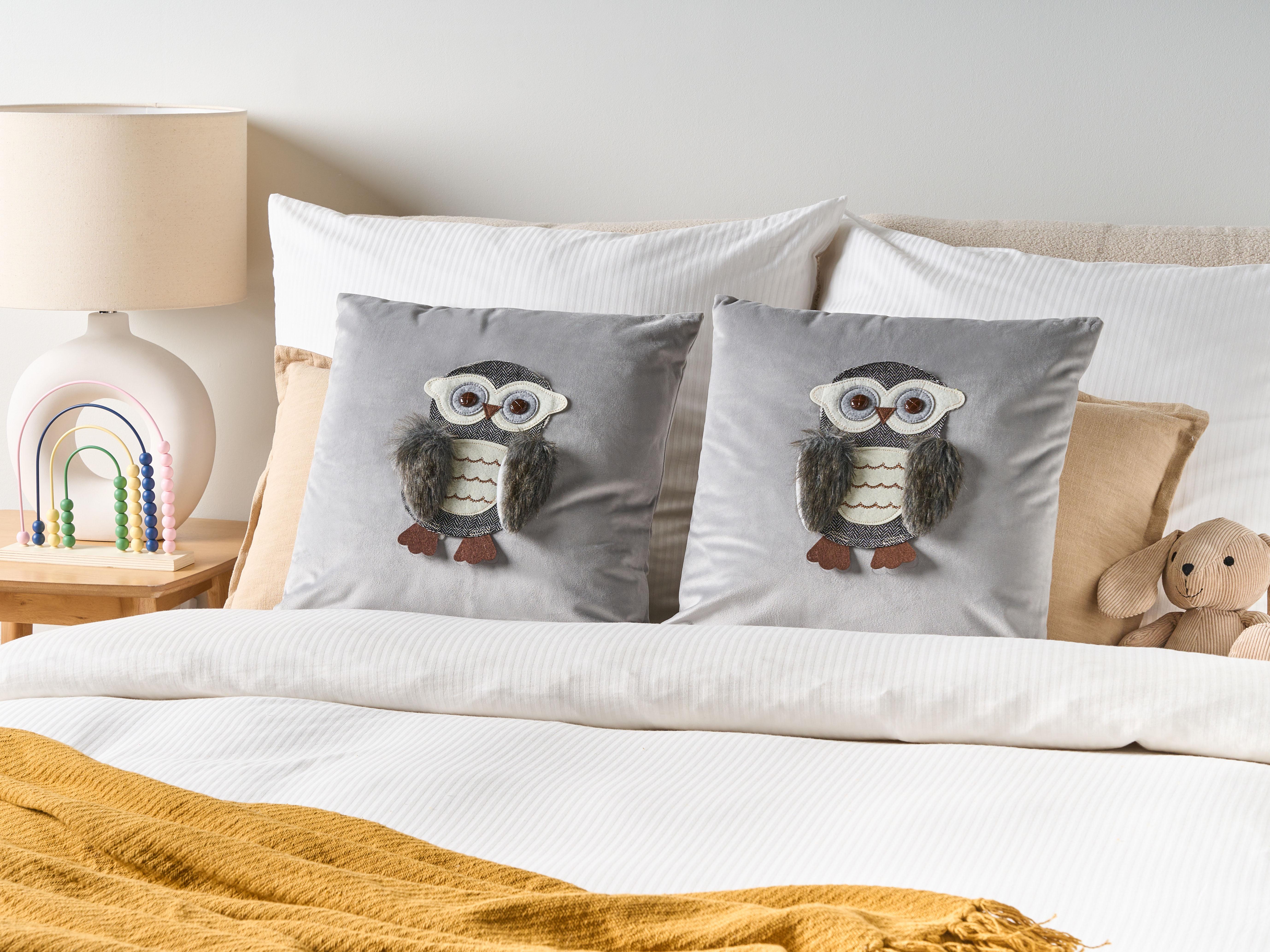 Set van 2 sierkussens OPHRYS Fluweel 45 x 45 cm Grijs
