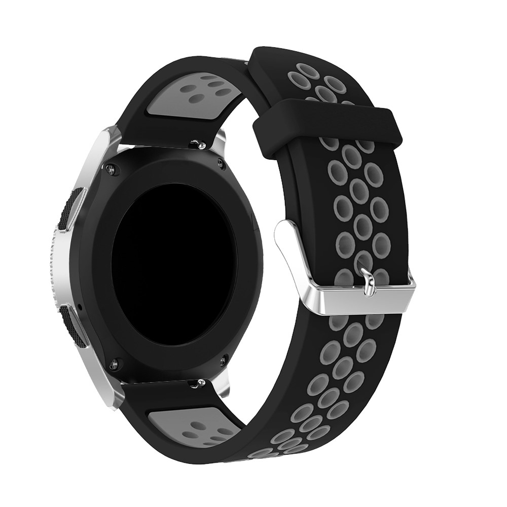 Samsung Galaxy Watch 46mm / Gear S3 Classic / S3 Frontier Ersatz Silikon Armband Dual Color Dornschliesse - Schwarz / Grau