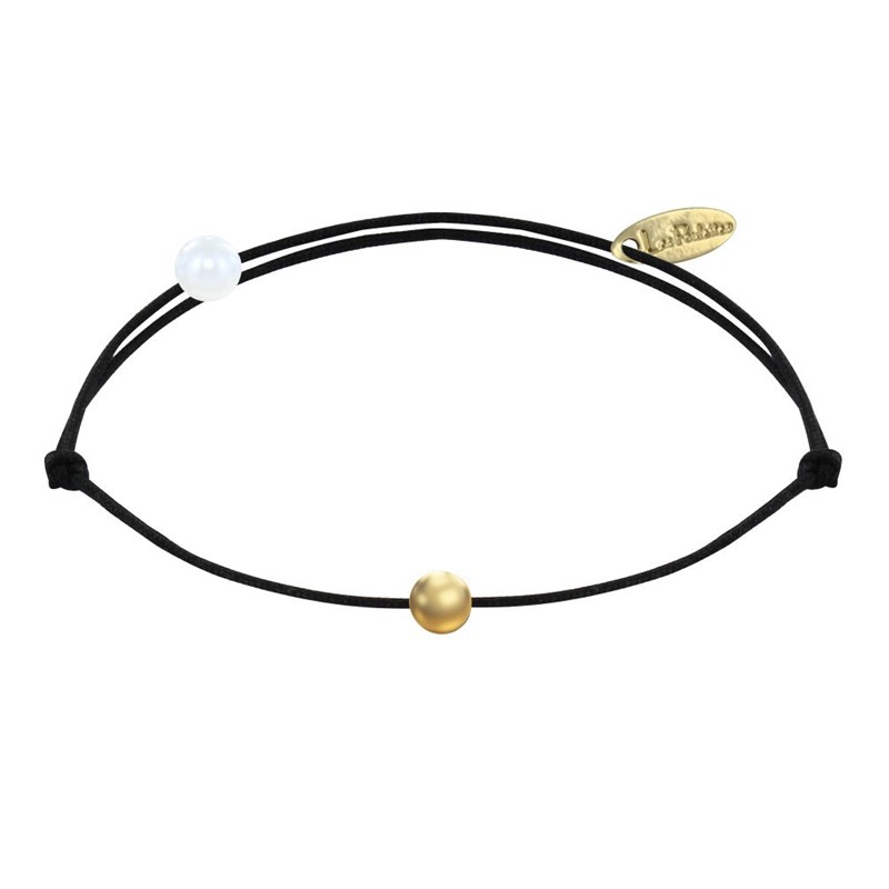 Bracelet Lien Petite Perle Plaqué Or - Classics - Noir