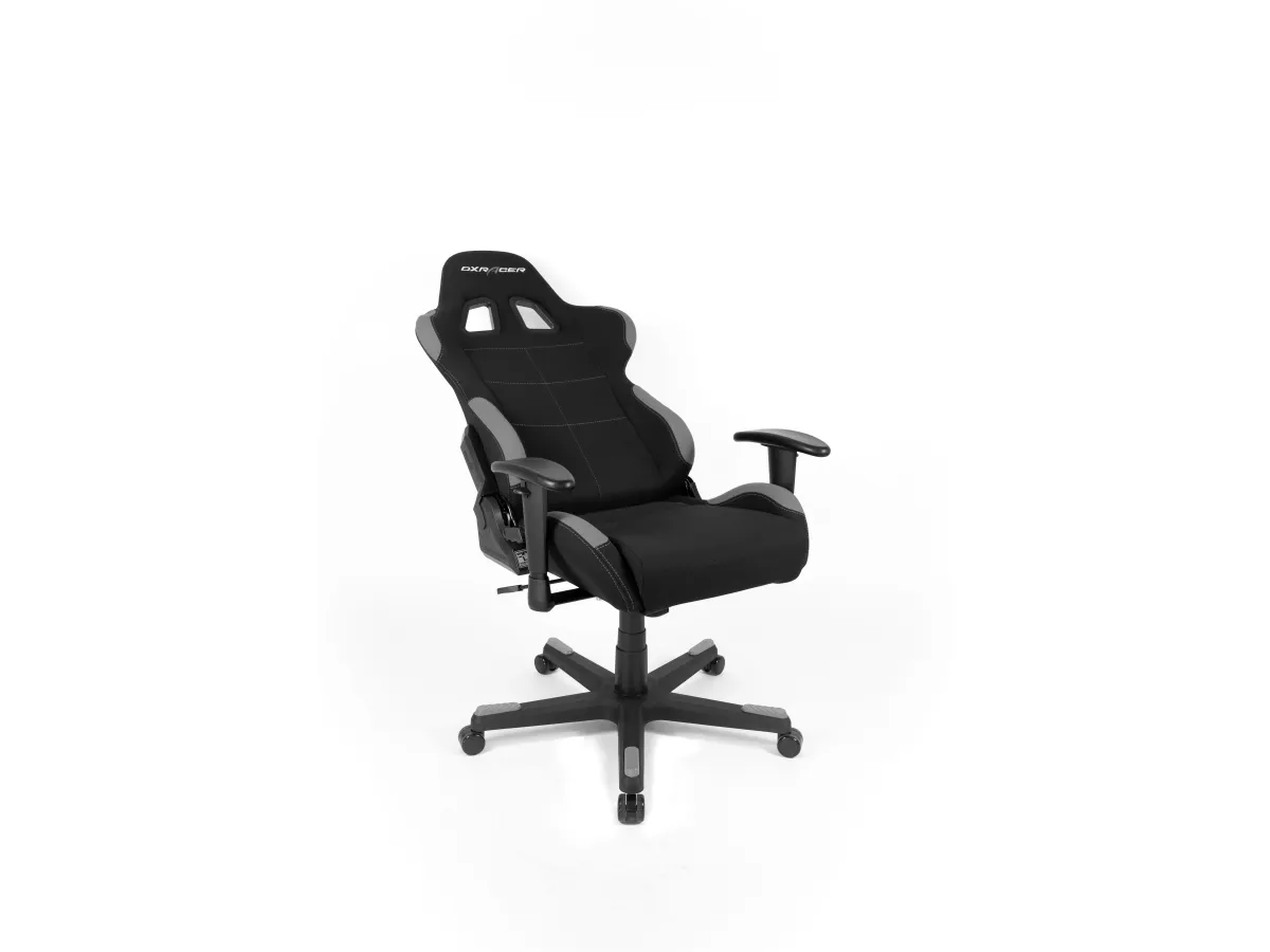 DXRacer Formula Series OH/FD01 - Stol - ergonomisk - høj ryg - armstøtter - T-formet - vippe - drejeled - nylon, polyuretan kunstigt læder, højdensistets støbt skum, stålramme, koldstøbt skum, fabric mesh cover - grå, sort