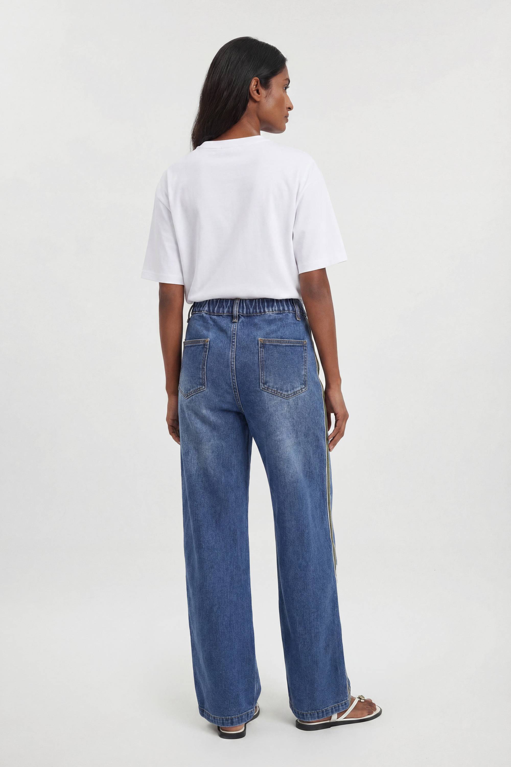 KarenMillen Jean Jambe Tonneau En Denim À Panneaux Latéraux
