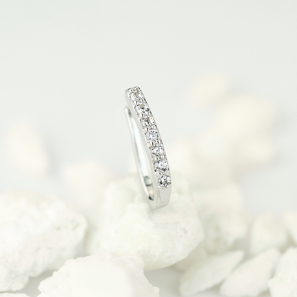 Fake Nostril 316L Chirurgenstahl Nasenpiercing Strass Steine - Silber