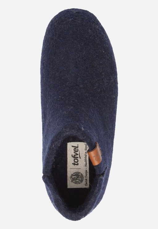 Tofevel Mula Pantoffels blauw Schapenwol