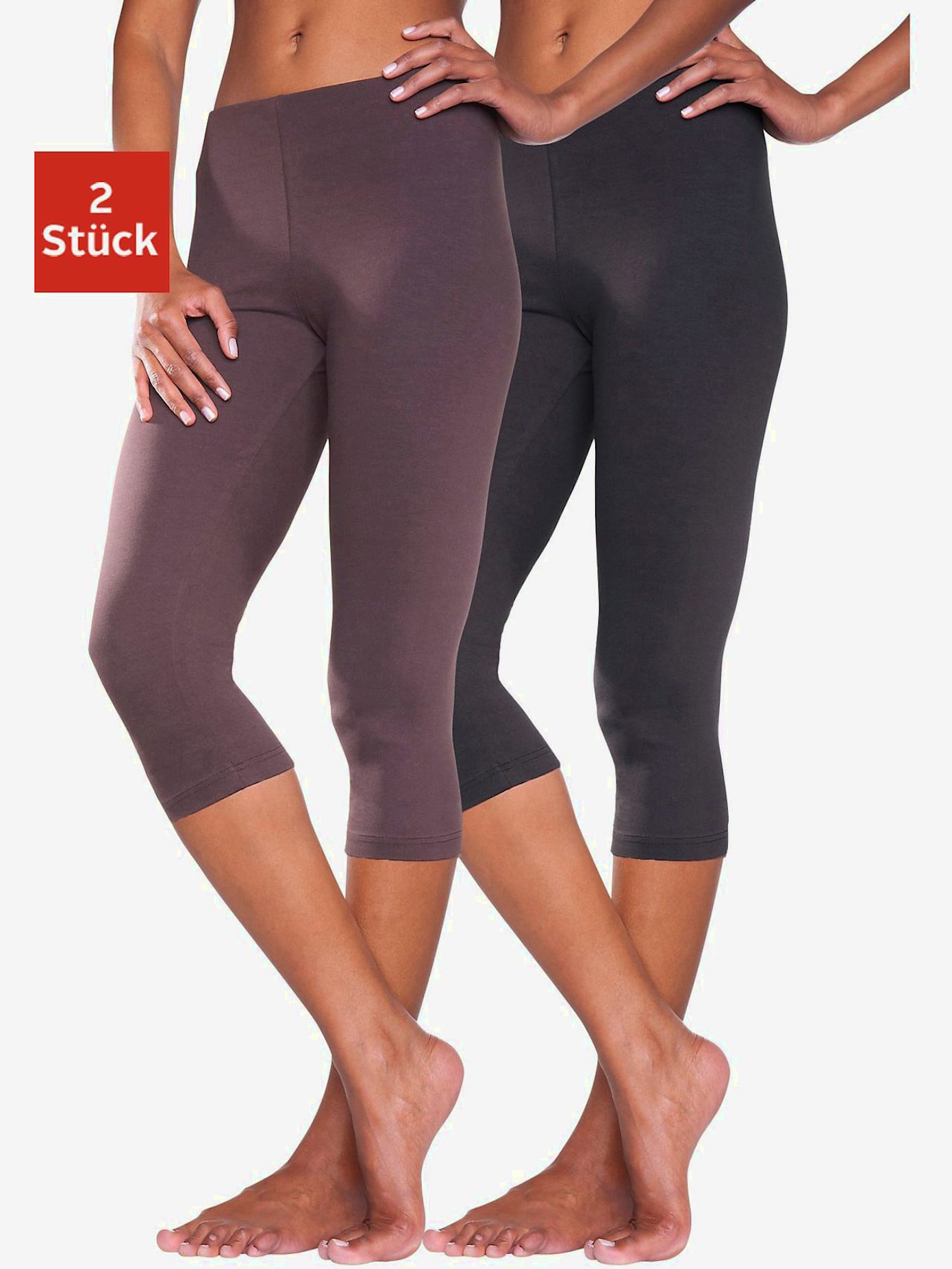 Legging corsaire lot de 2 leggings basiques, longueur 3/4