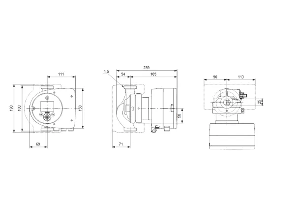 GRUNDFOS Cirkulationspumpe MAGNA3 25-80 180 byggelængde 180 mm 1x230V PN6/10 RG 1 1/2