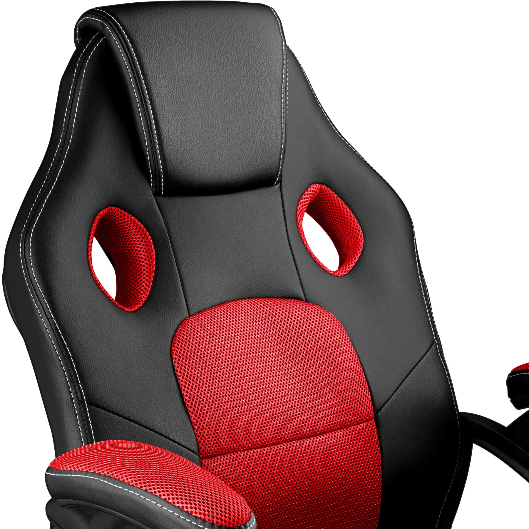 tectake® Bürostuhl, ergonomische Form, Kunstlederbezug mit Mesh-Gewebe, stufenlos höhenverstellbar