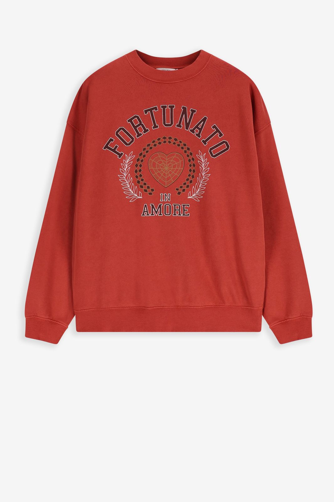 Rode sweater met print