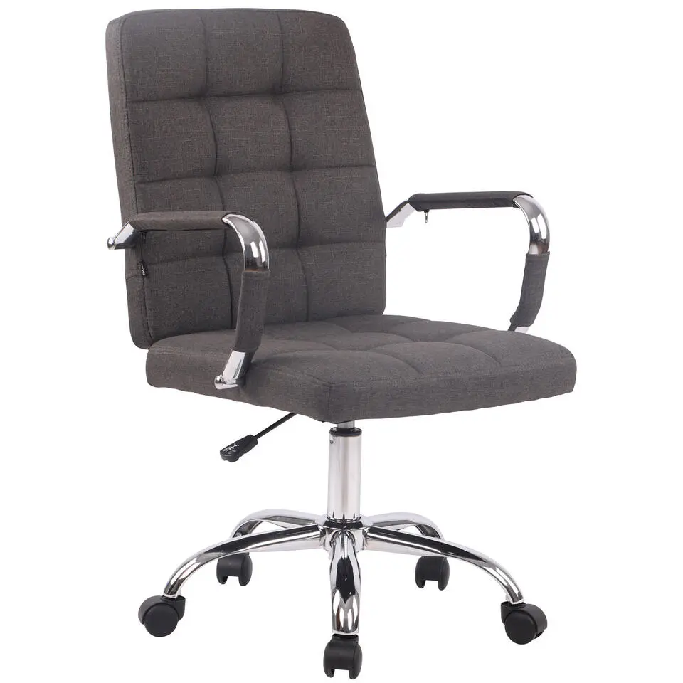 CLP Bureaustoel Deli PRO chroom Frame - Stof - donkergrijs