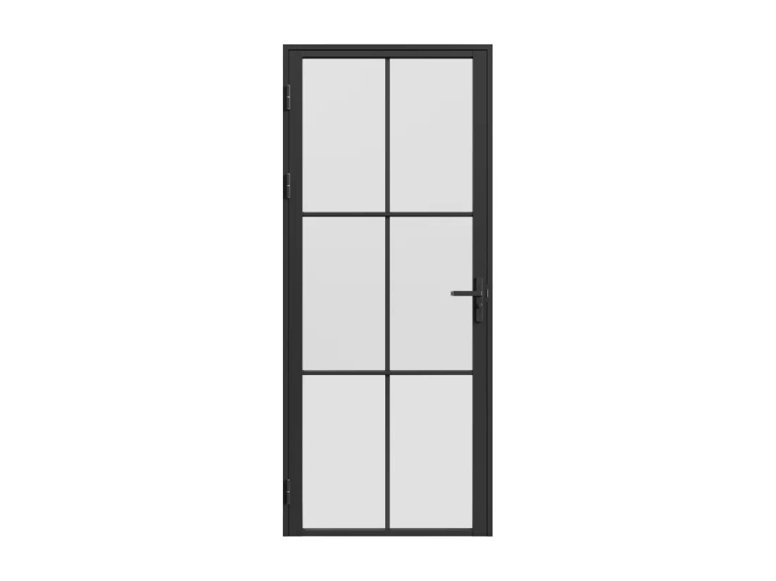 Bloc porte réversible en aluminium et verre dépoli - H204 x L93 cm - Noir - SEROTO