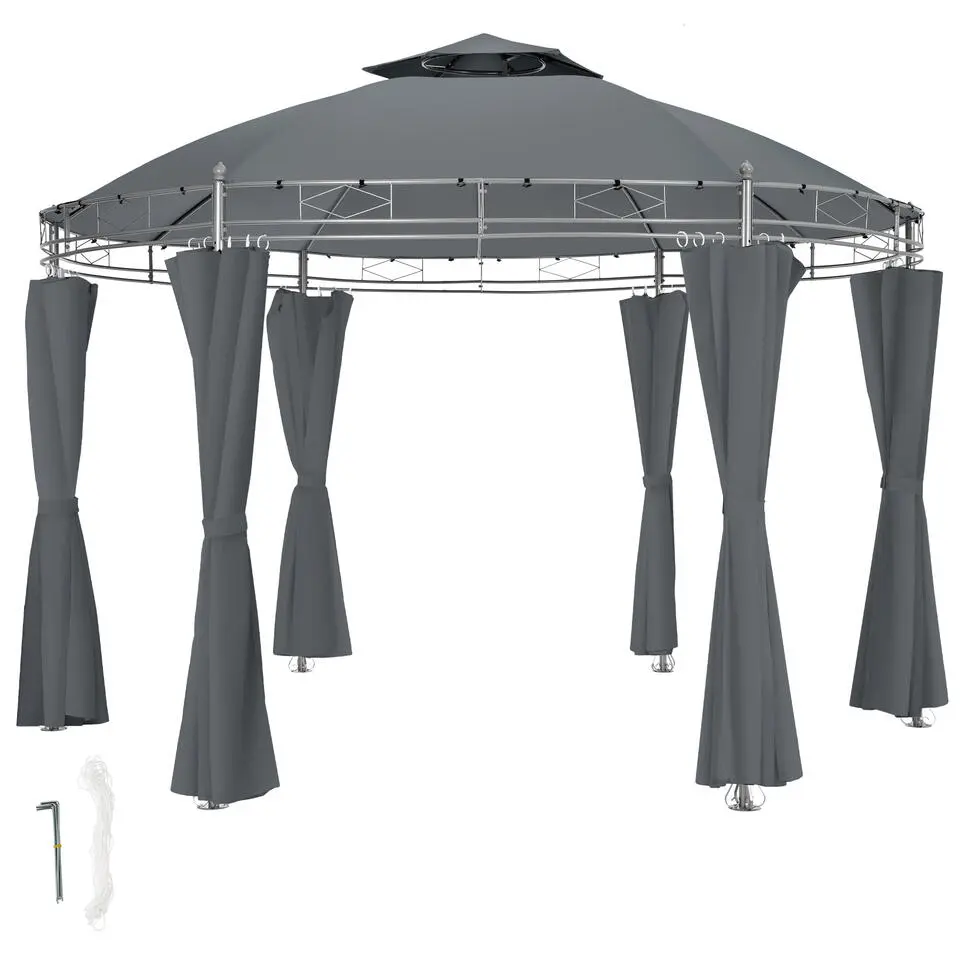 tectake Tuinpaviljoen Siana Ø 3.5m, Antraciet