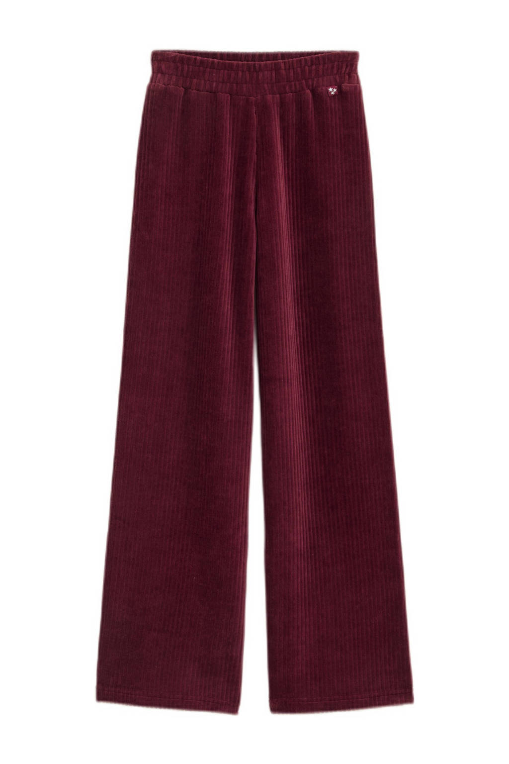 WE Fashion velours straight fit broek donkerrood