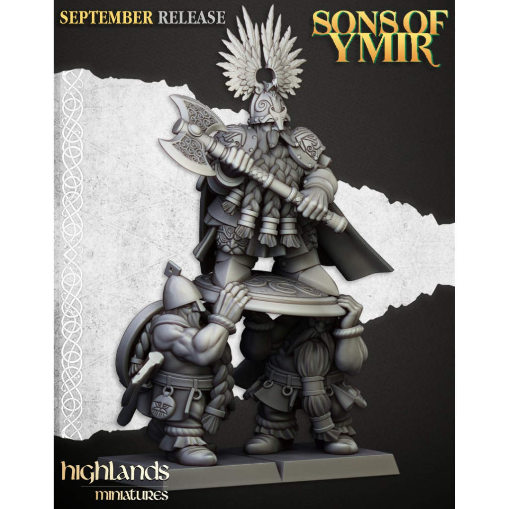 Highlands Miniatures - Sons of Ymir - Roi Nain sur Porteurs de Boucliers