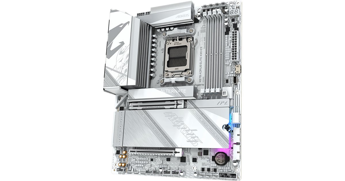 ALTERNATEUpgrade Kit X870 AORUS ELITE X3D ICE / Ryzen 5 7500X3D / 32 GB  (Zilver/wit, Moederbord, CPU, Geheugen)