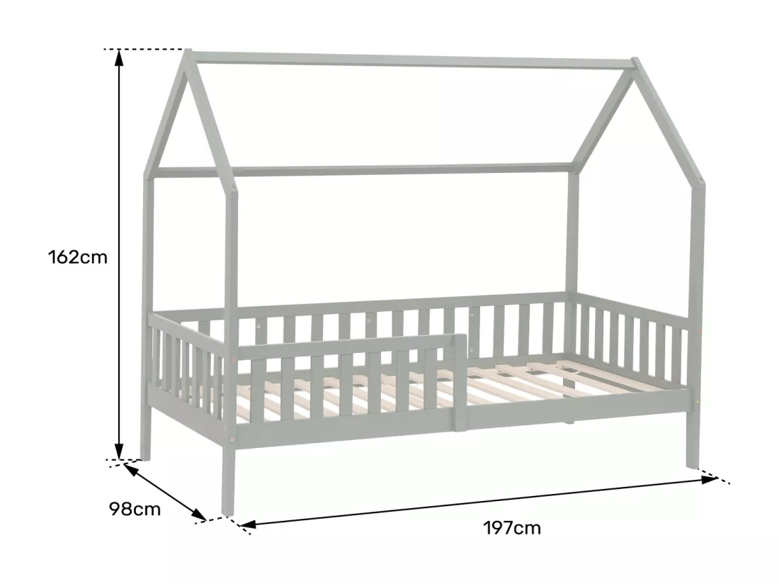 Lit cabane pour enfant 190x90cm blanc avec tiroirs MARCEAU - HAPPY GARDEN