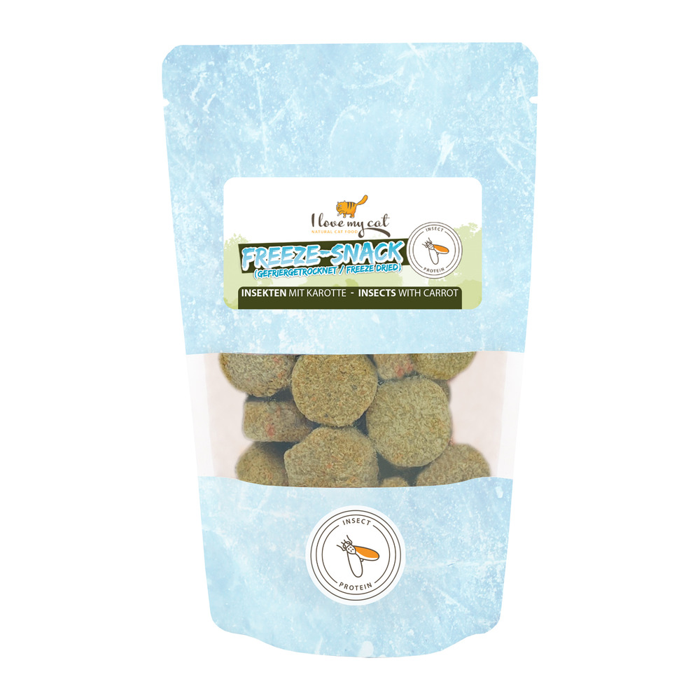 Freeze-snack pour chats avec insectes + carotte 25g