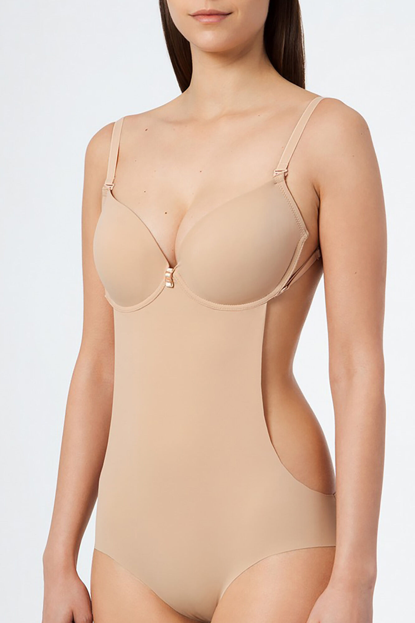 Body trikini Ivette Bridal com bojo push up nude - bege