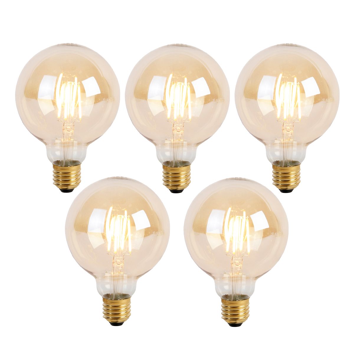 Set van 5 E27 3-staps dimbare LED lamp G95 Goldline 5W 530 lm 2200K
