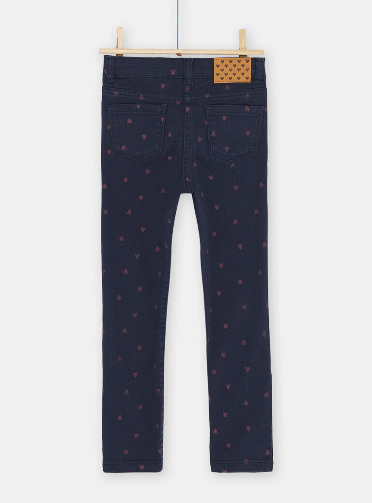 Jean bleu marine à imprimé coeur