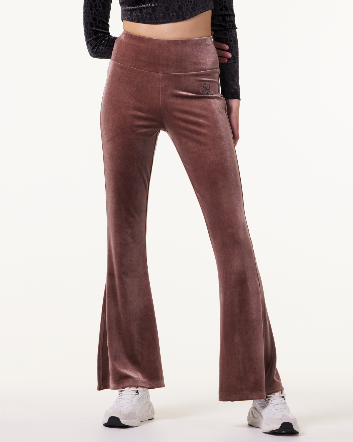 Bumpro Monogram Velour Flare Pants Red Mustang