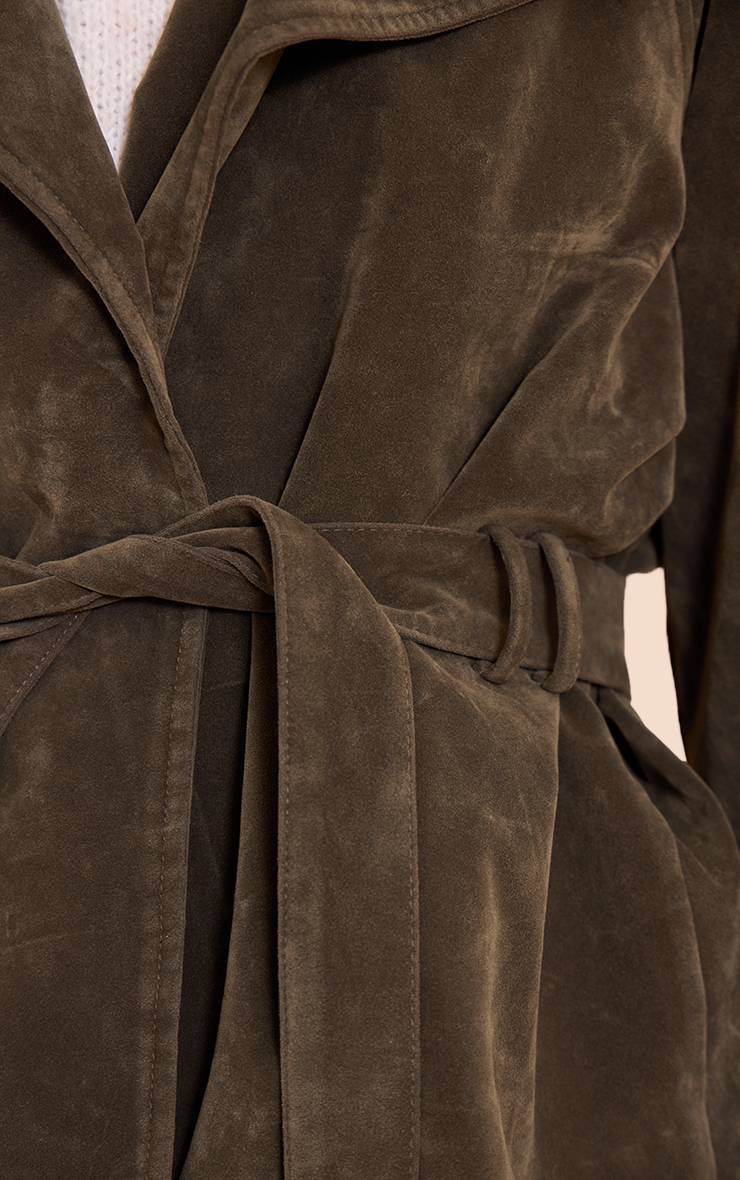 Kaki Veste Ceinturée En Synthétique Couleur Crème