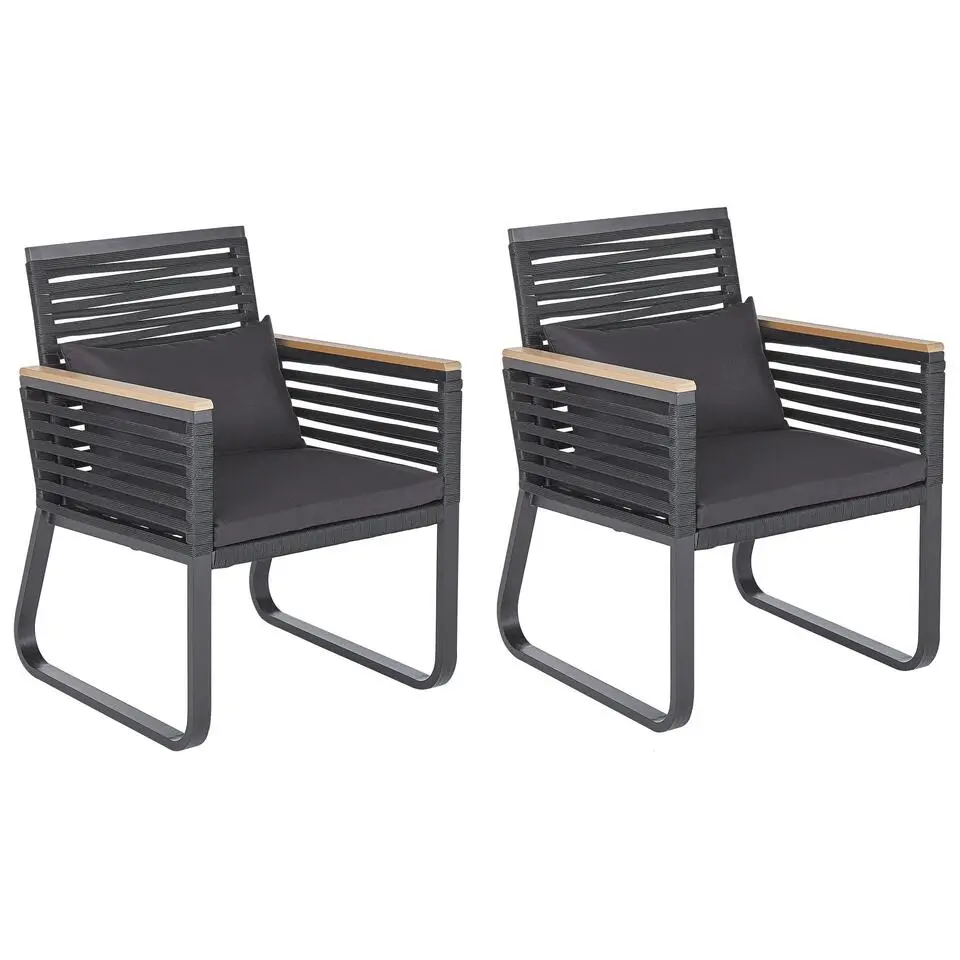 CANETTO - Tuinstoel set van 2 - Zwart - Aluminium