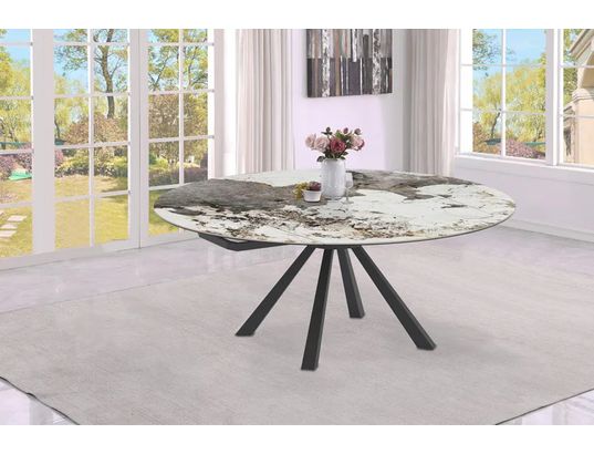 CONCEPT1 - Table Calypso pandora 115-190x180x77 céramique sur verre