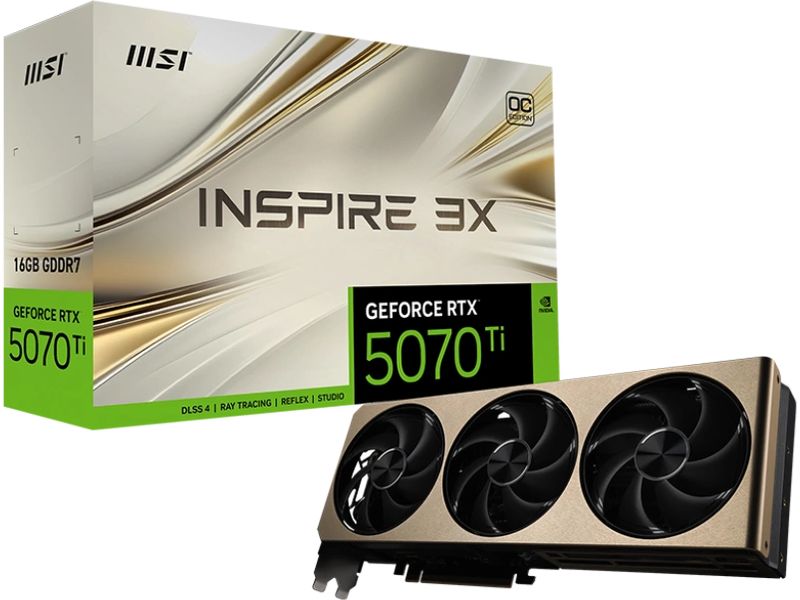 MSI Grafikkarte GeForce RTX 5070 TI 16G INSPIRE 3X OC MSI GeForce RTX 5070 TI 16G INSPIRE 3X OC Grafikkarte NVIDIA 16 GB GDDR7