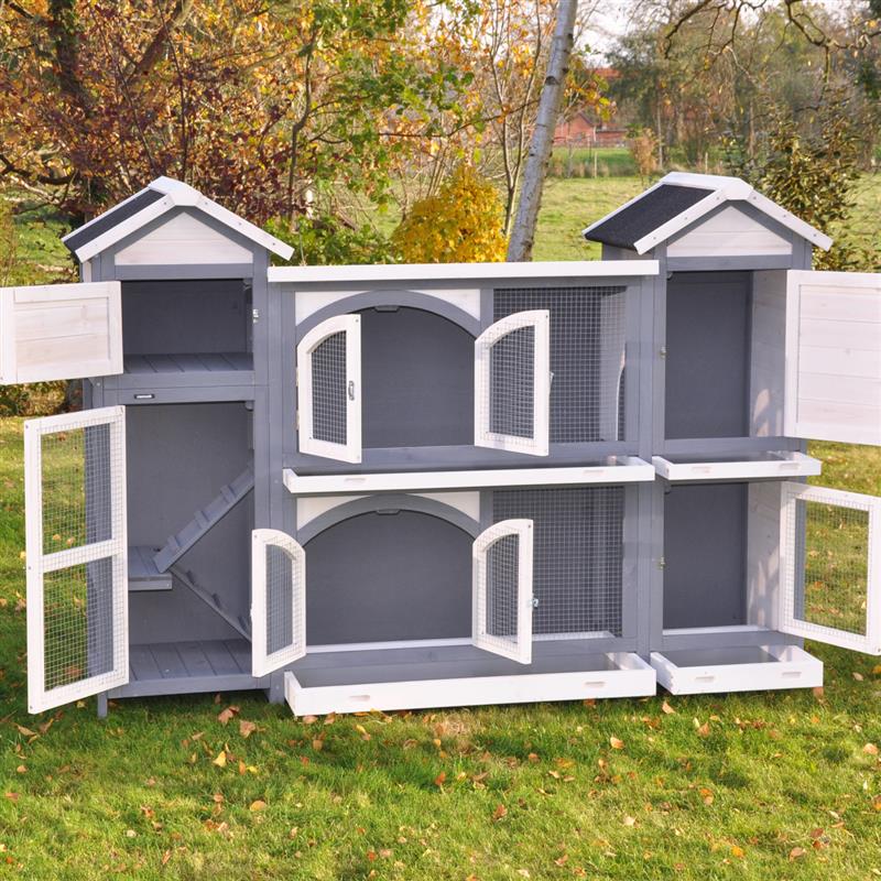 Nanook XXL Kleintierstall grau weiß 189x43x127 cm