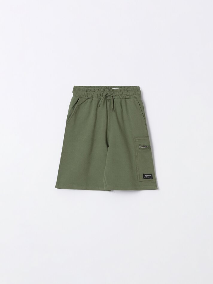 Bermuda jogger com bolso - Cáqui