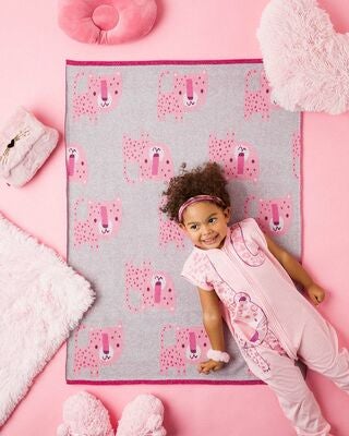 Bizzi Growin Strikketeppe Aio Baby, Lyra Leopard