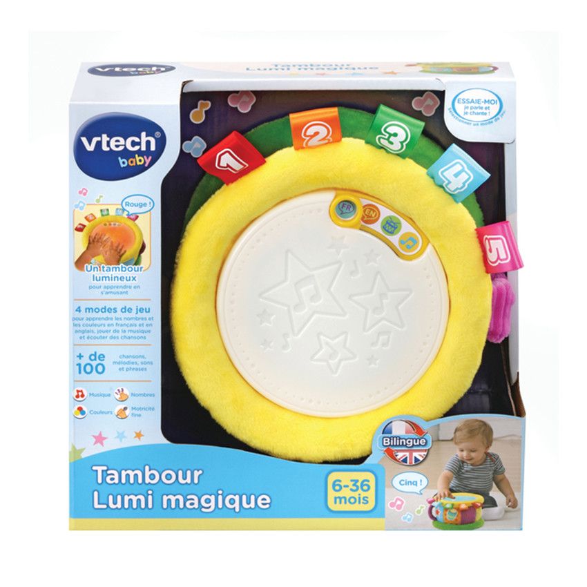 Tambour Lumi magique - Jouet musical - Ecru