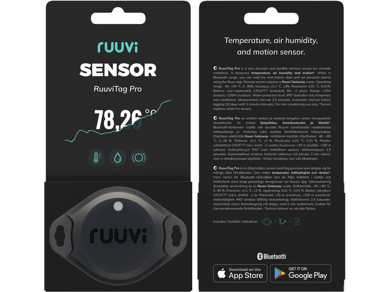 ruuvi Tag Pro Bluetooth Umwelt Sensor 4 in 1 Umweltmessgerät