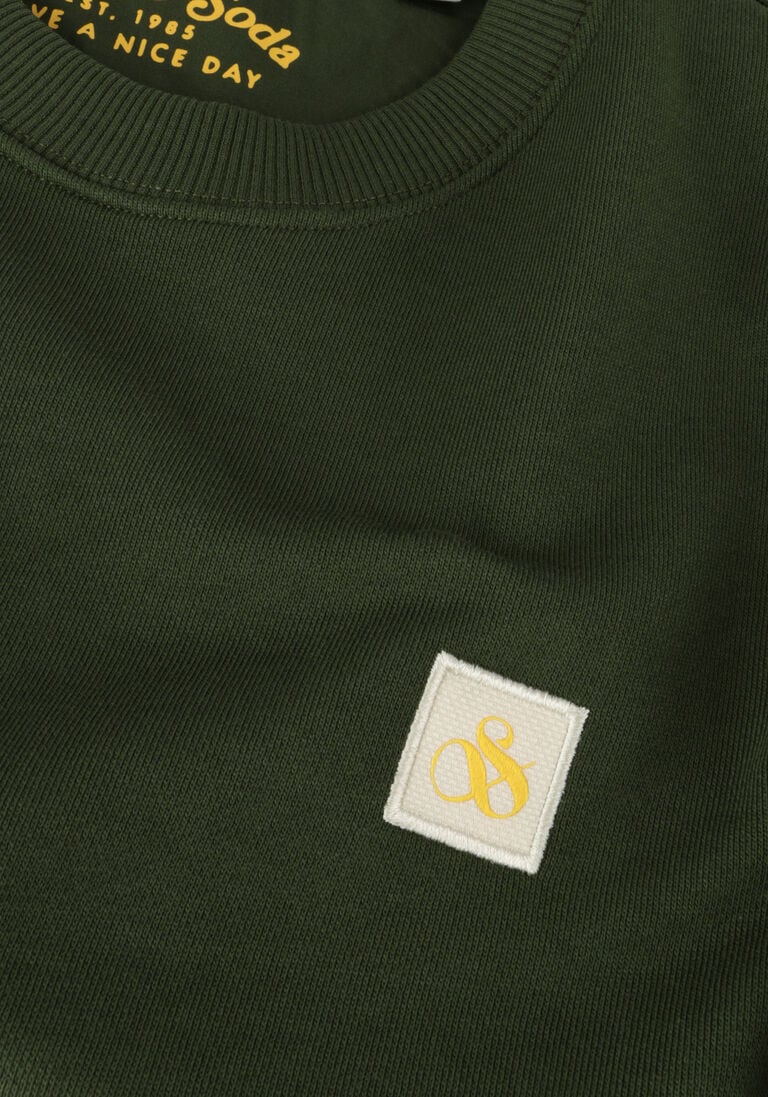 SCOTCH & SODA groene scotch & soda trui essentials logo badge crew neck sweat