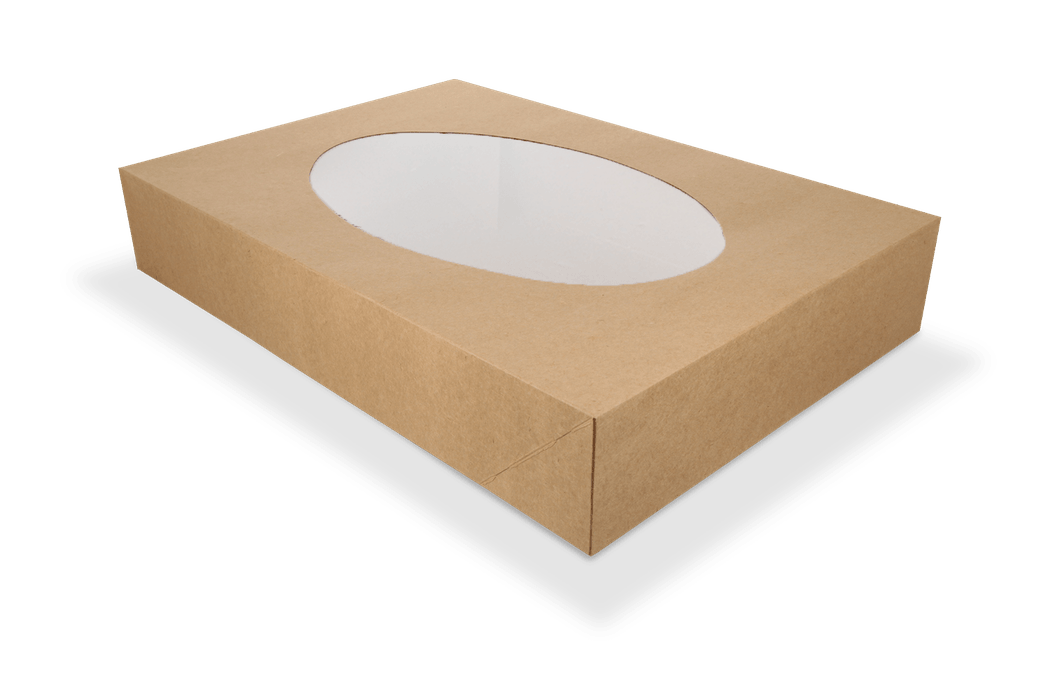 Kraft Cateringdozen met venster 46x32x8cm middel BIO