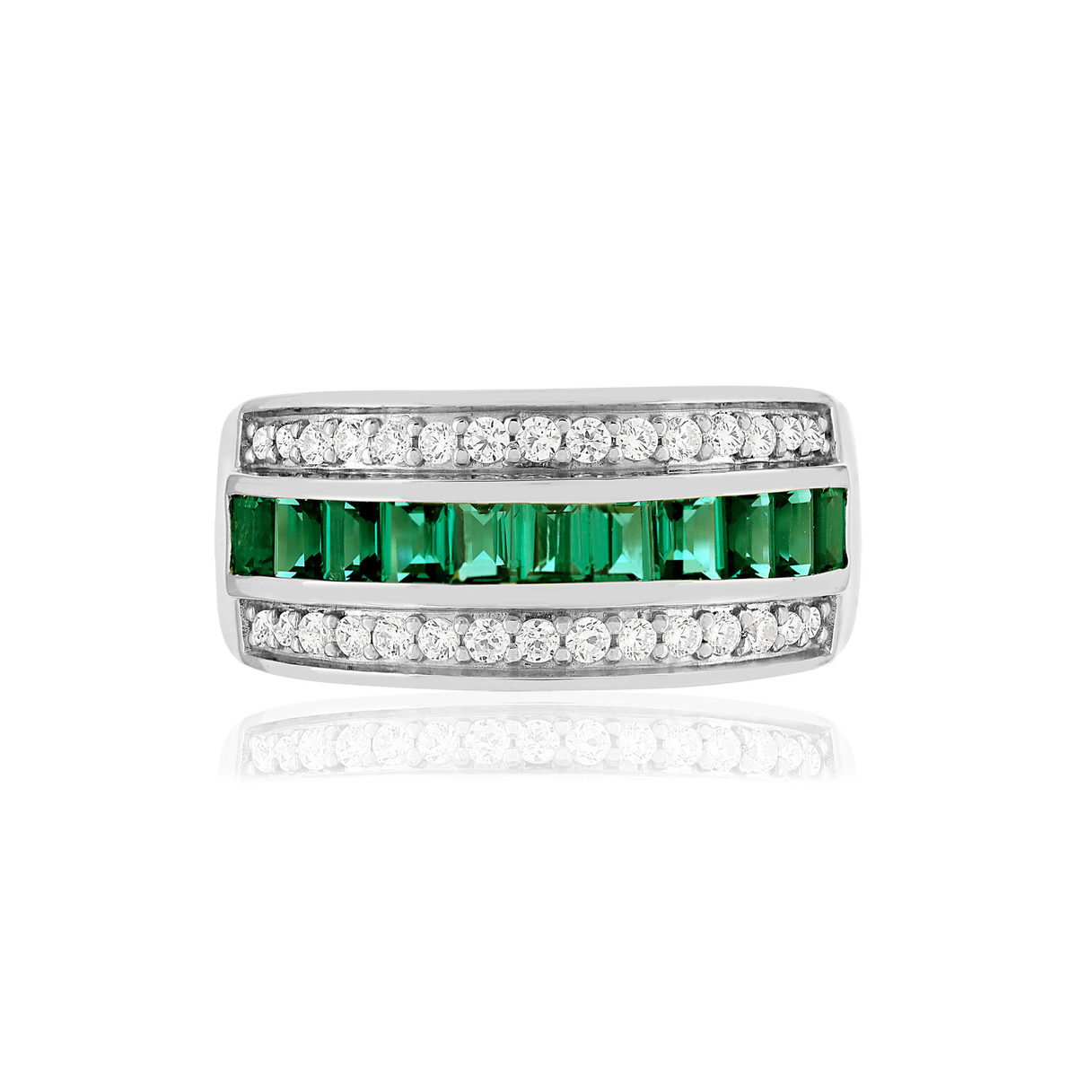 Bague argent 925 émeraudes imitation et zirconias