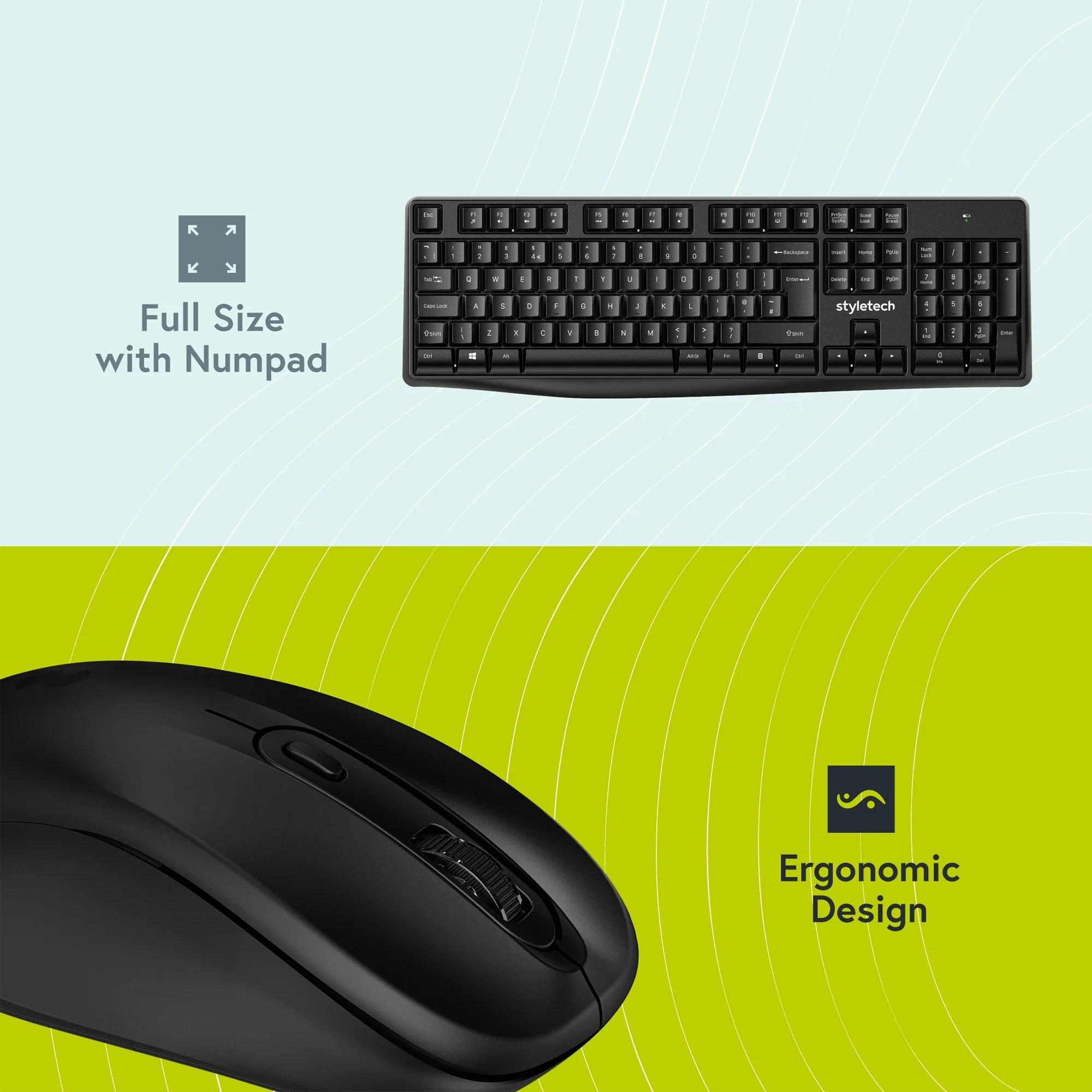 Styletech Styletech Wireless Keyboard and Mouse - Black