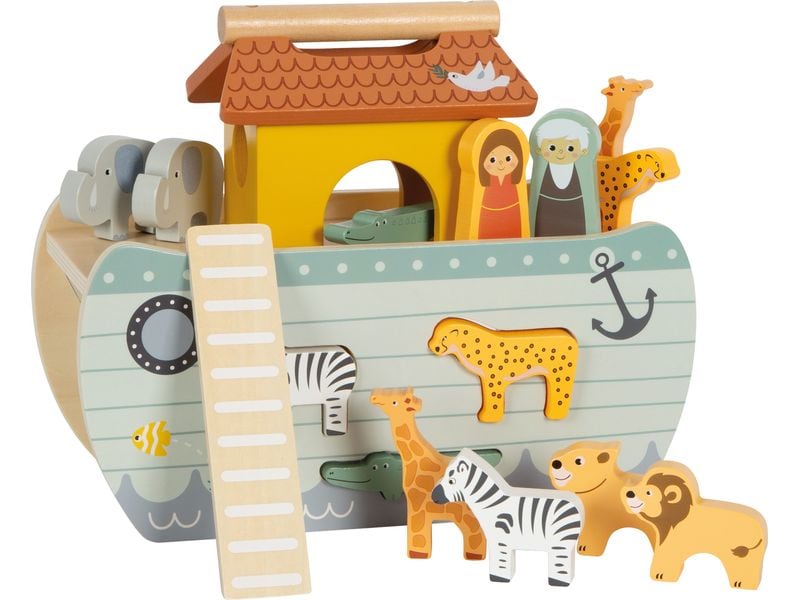 small foot Steckspiel Arche Noah Safari 2-in-1 Steckspiel und Spielwelt in einem für langanhaltenden Spiel- und Lernspass