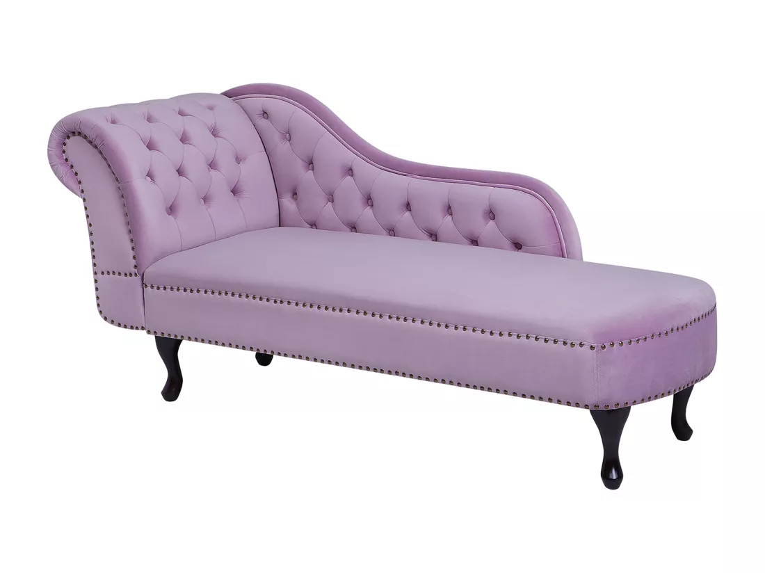 Méridienne en velours violet clair côté droite NIMES