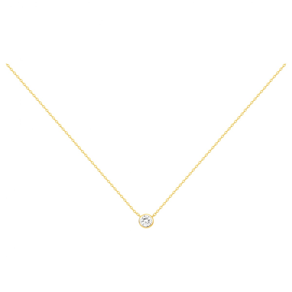 Collier en Plaqué Or avec oxyde de zirconium blanc