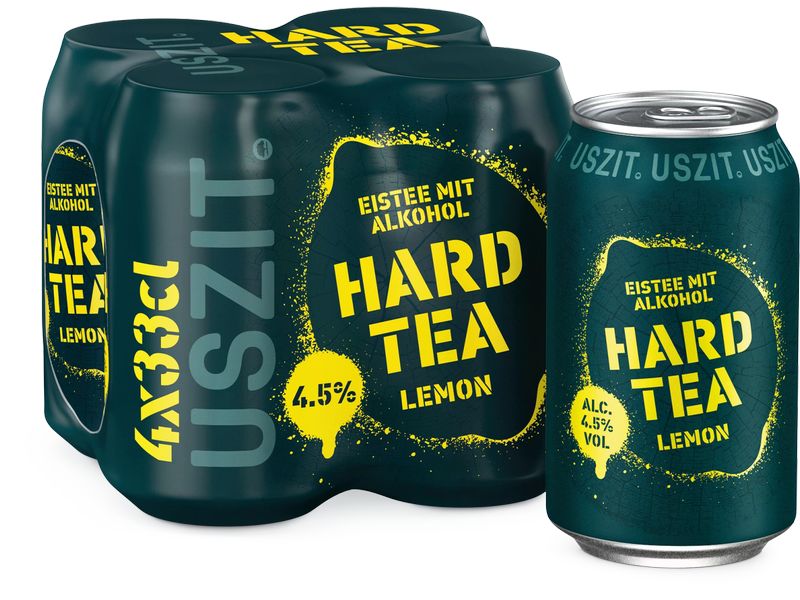 USZIT Hard Tea Lemon 4 x 0.33 l Alkoholhaltiger Eistee mit Zitronengeschmack
