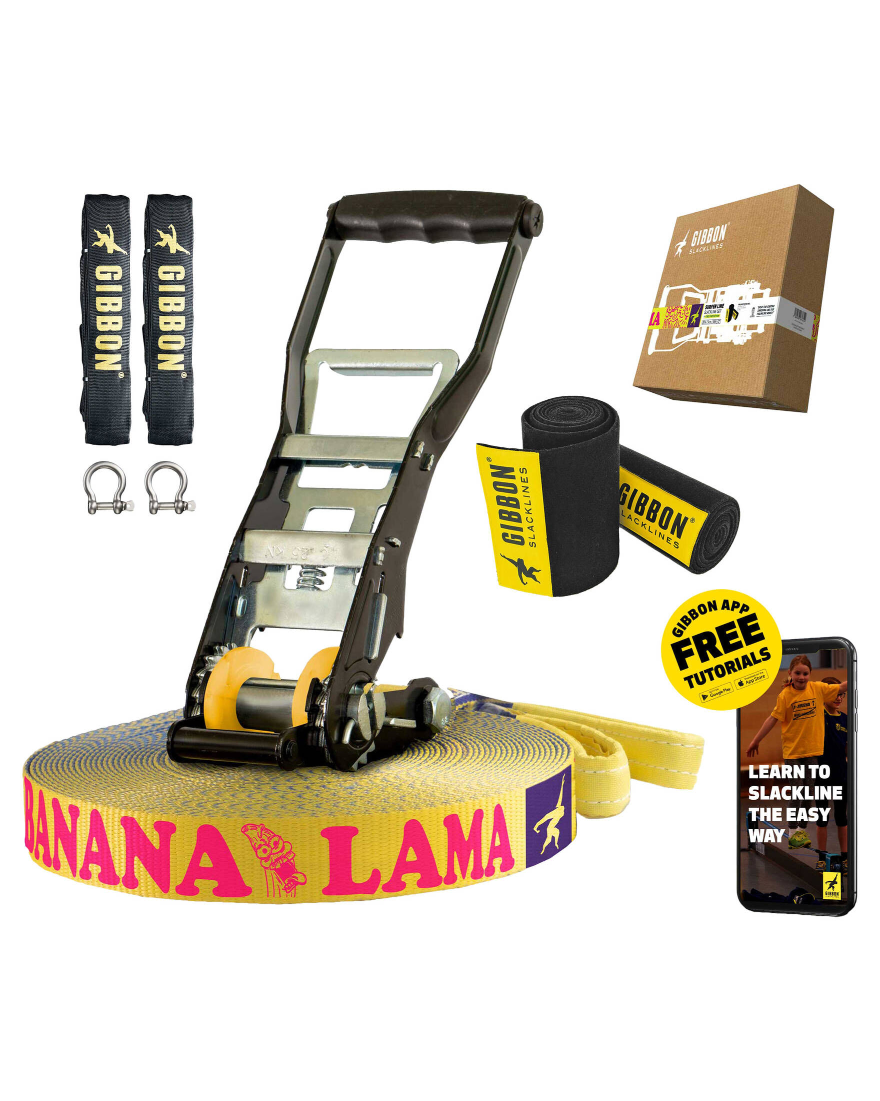 Gibbon| Slackline Treewear-Set BANANALAMA – 25 m