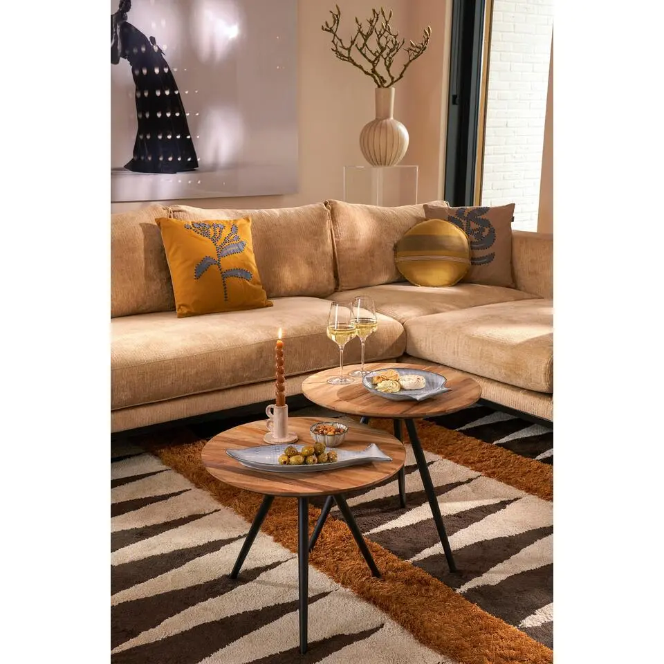 Mica Decorations Jailey Bijzettafel - Set van 2 - H49 x Ø50 cm