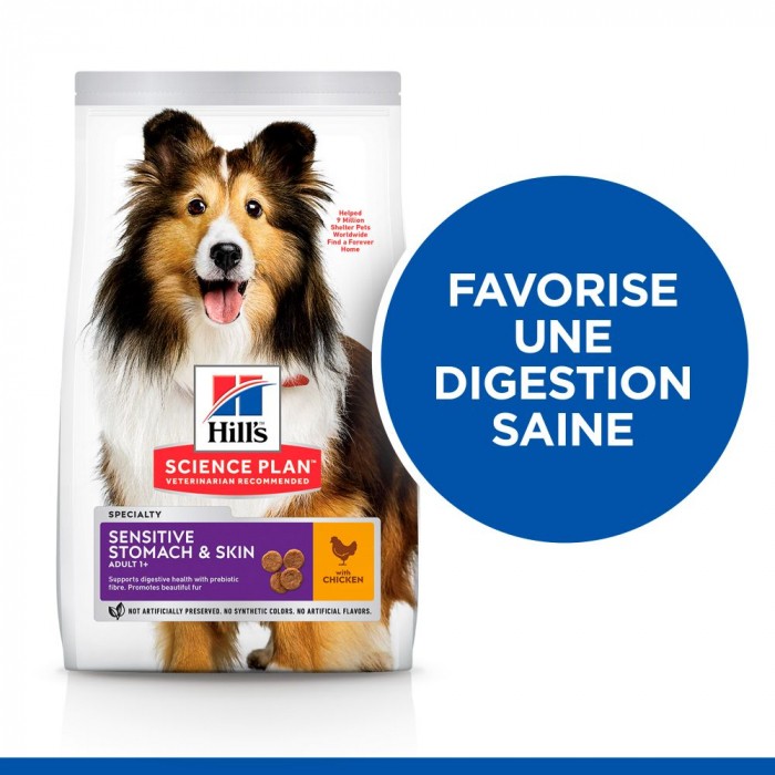 HILL'S Science Plan Sensitive Stomach & Skin Medium & Large Adult au Poulet - Croquettes pour chien