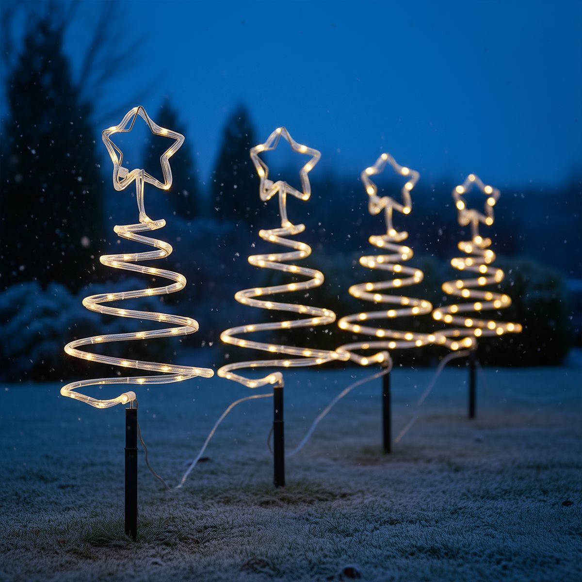 Set van 4 kerst prikspots wit kerstboom incl. LED IP44 - Puno