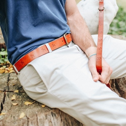 Guia de couro premium Ladran Gaucho Classic para cães, marrom