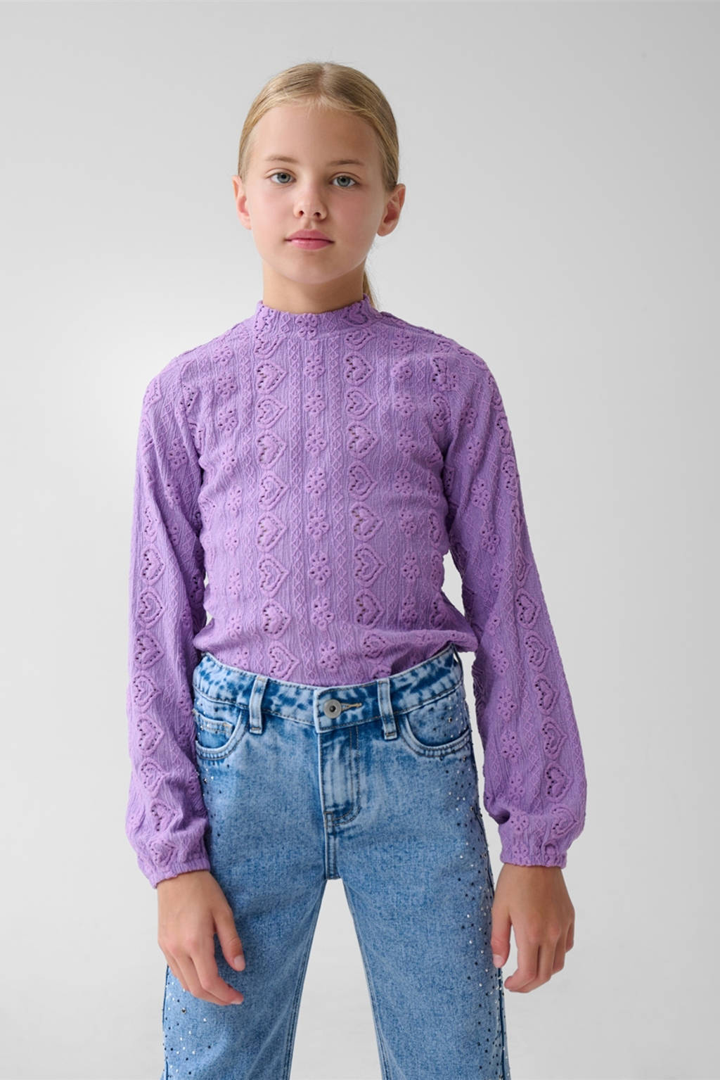 Shoeby top met hartjes en open detail paars